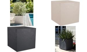 EDA Pflanzgefäß VOLCANIA, quadratisch, 495 mm, beige