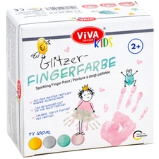 ViVA DECOR Fingerfarbe "ViVA KIDS", 4er-Set Glitzer