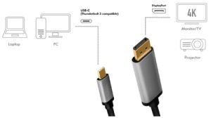 LogiLink USB Kabel, USB-C - DisplayPort Stecker, 1,8 m