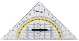 WESTCOTT Geometriedreieck, Hypotenuse: 140 mm, mit Griff