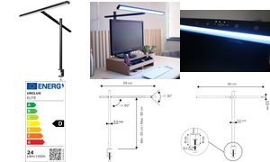 UNiLUX LED-Tischleuchte ELITE LUMINO, Klemmfuß, schwarz
