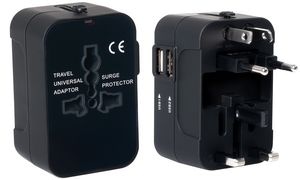 pavo Universal-Reisestecker (US/AU/EU/UK), schwarz