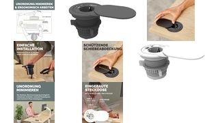 Fellowes Tisch-Einbausteckdose Power Spot, Typ F, weiß