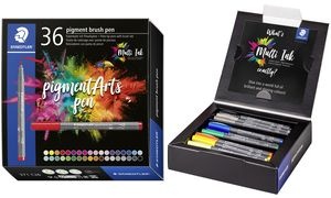 STAEDTLER Fasermaler pigment brush pen, 36er Kartonetui