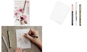 SAKURA Kreativ-Set Kirschblüte, 3 Stifte + Papier