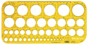 M+R Lochkreisschablone 1-36 mm, gelb-transparent