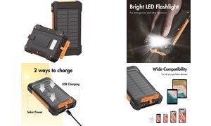 LogiLink Powerbank mit Solar, 6.000 mAh, schwarz/orange