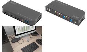 DIGITUS Desktop KVM Switch mit integriertem USB-Hub, schwarz