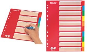 LEITZ Karton-Register, blanko, A4, 5-teilig, mehrfarbig