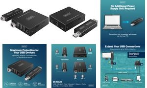 DIGITUS USB 3.2 Gen1 Extender, 4 Ports, Fiber, 300 m