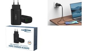 ANSMANN USB-Ladegerät Home Charger HC365PD, USB-A / 2x USB-C