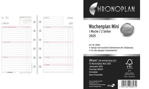 CHRONOPLAN Wochenplan 2025, 1 Woche/2 Seiten, Mini, Zeile
