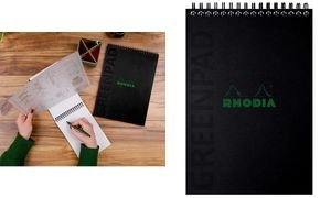 RHODIA Spiralnotizblock GREENPAD, DIN A5+, kariert, schwarz