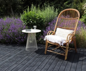 EDA Bodenplatte in Holzoptik, (B)500 mm, Kunststoff, schwarz