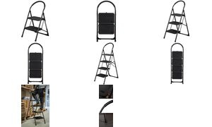 Bradas Stahl-Klappleiter, 3 Stufen, schwarz