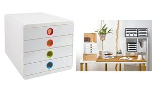 EXACOMPTA Schubladenbox POP-BOX, 4 Schübe, weiß/Harlekin
