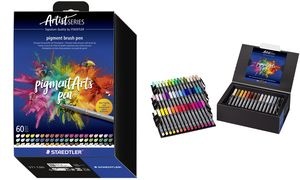 STAEDTLER Fasermaler pigment brush pen, 60er Kartonetui