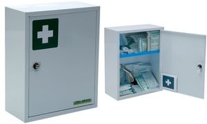 LEINA Verbandschrank Medisan A, Inhalt DIN 13157, perlweiß