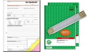 sigel Formularbuch "Bautagebuch", A4, + GRATIS Zollstock