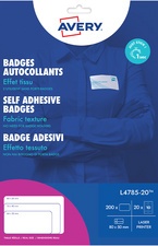 AVERY Badges autocollants, 80 x 50 mm, blanc / liseré bleu