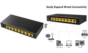 LogiLink Desktop Gigabit Ethernet Switch, 8-Port, schwarz