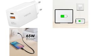 LogiLink USB-Steckdosenadapter, 1x USB-A, 1x USB-C, 65 Watt