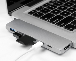 LogiLink USB-C 7-in-1 Multifunktions-Hub mit PD, grau