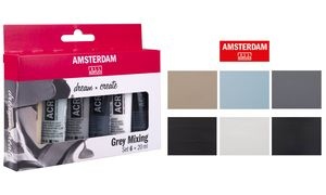 ROYAL TALENS Acrylfarbe AMSTERDAM graues Mischset, 6 x 20 ml