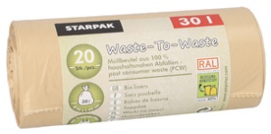 STARPAK Müllbeutel "Waste-to-Waste, 30 Liter, braun