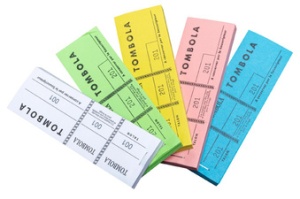 EXACOMPTA Bloc Tombola, 48 x 150 mm, 3 volets, assortie