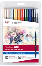 Tombow Doppelfasermaler "ABT DUAL BRUSH PEN", 10er Set Manga