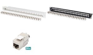 DIGITUS 19" Modulares Patch Panel, 24-Port, bestückt, grau