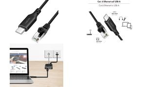 LogiLink USB 3.2 Ethernet-Kabel, USB-C - RJ45 Stecker, 2,0 m
