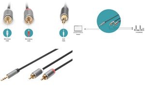 DIGITUS Stereo-Audioadapterkabel, Klinke - Cinch, 1,8 m