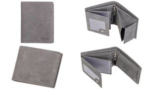 PRIDE&SOUL Geldbörse RFID, im Hochformat, aus Leder, grau