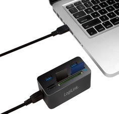 LogiLink USB 3.0 Hub mit All-in-One Card Reader, schwarz