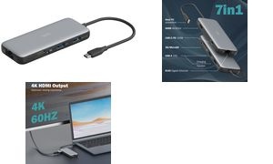 DIGITUS Docking Station, USB-C, 7-Port, grau / schwarz