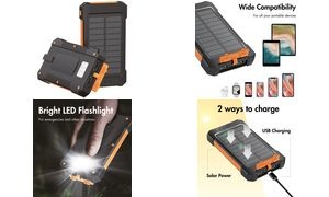 LogiLink Mobiler Zusatzakku mit Solar, 6.000 mAh, schwarz