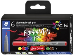 STAEDTLER Fasermaler pigment brush pen "Basic Colours", 6er