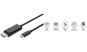 DIGITUS USB Typ C auf DisplayPort Bidirektional Adapterkabel