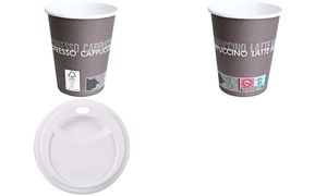 HYGOSTAR Hartpapier-Kaffeebecher To Go, 300 ml, braun/weiß