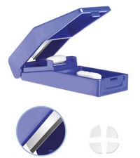 Lifemed Tabletten-Teiler mit Aufbewahrungsfach, blau