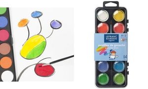 LEFRANC BOURGEOIS Deckfarbkasten, 12 Farben inkl. Pinsel