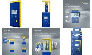 VARTA Batterie Tester, LCD-Display, blau / gelb