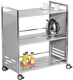 kerkmann Servierwagen, aus Stahl, 3 Etagen, alusilber/chrom