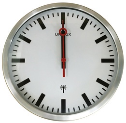 UNiLUX Wanduhr/Funkuhr STATION, Durchmesser: 350 mm, silber