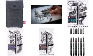 SAKURA Fineliner Pigma Micron, 10er Set + GRATIS Etui