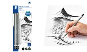 STAEDTLER Kohlestift Mars Lumograph charcoal, 4er Blister