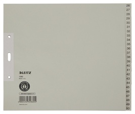 LEITZ Tauenpapier-Register, Zahlen, A4 Überbreite, 1-25,grau