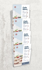 EUROPEL Wand-Prospekthalter, A4 hoch, 4 Fächer, glasklar